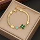 Retro Bohemian Artificial Gemstones Bracelets [304 Stainless Steel,18K Gold Plated]