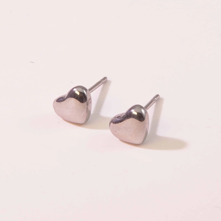 Small Heart Stud Earrings [304 Stainless Steel, 18K Gold Plated]