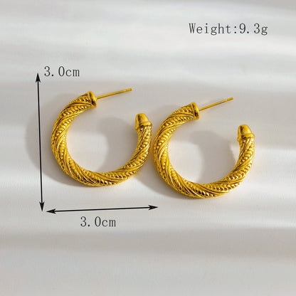 Moon Twist Earrings [304 Stainless Steel,18K Gold Plated]