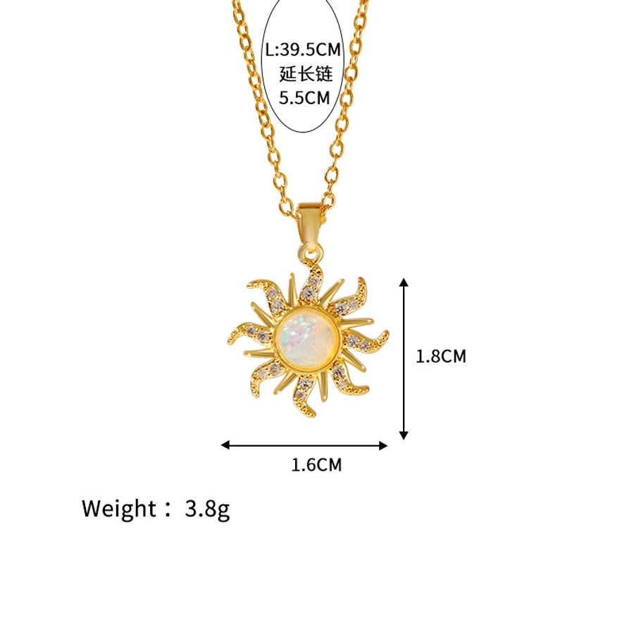 Sun Opal Pendant Necklace  [304 Stainless Steel]