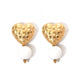 Round Beaded Heart Earrings [304 Stainless Steel, 14K Gold Plated]