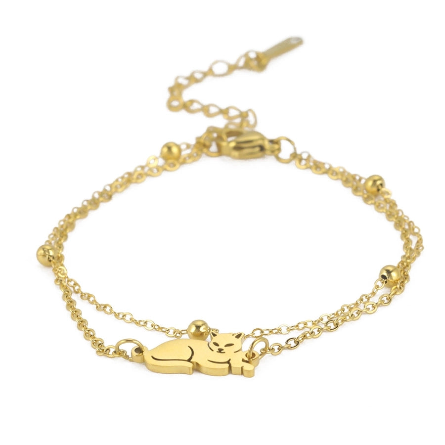 Cat Double Chain Bracelet [Stainless Steel]