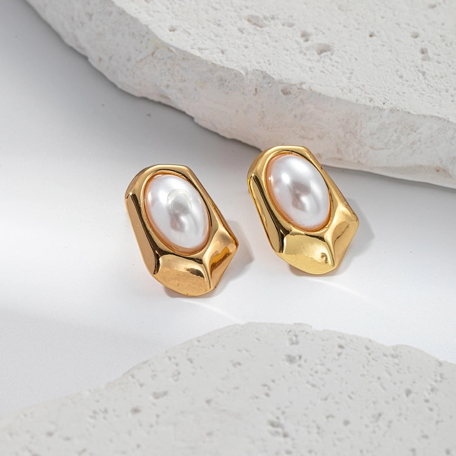 Mix Pearl Designs Earrings [304 Stainless Steel,14K Gold Plated]