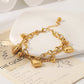 Round Heart Shape Bracelet [304 Stainless Steel,18K Gold Plated]