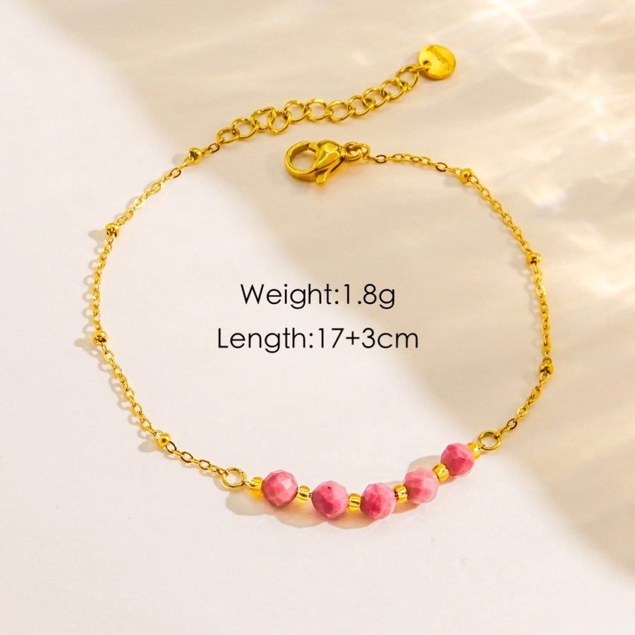 Artificial Pearls Natural Stone Bracelets [304 Stainless Steel, 14K Gold Plated]