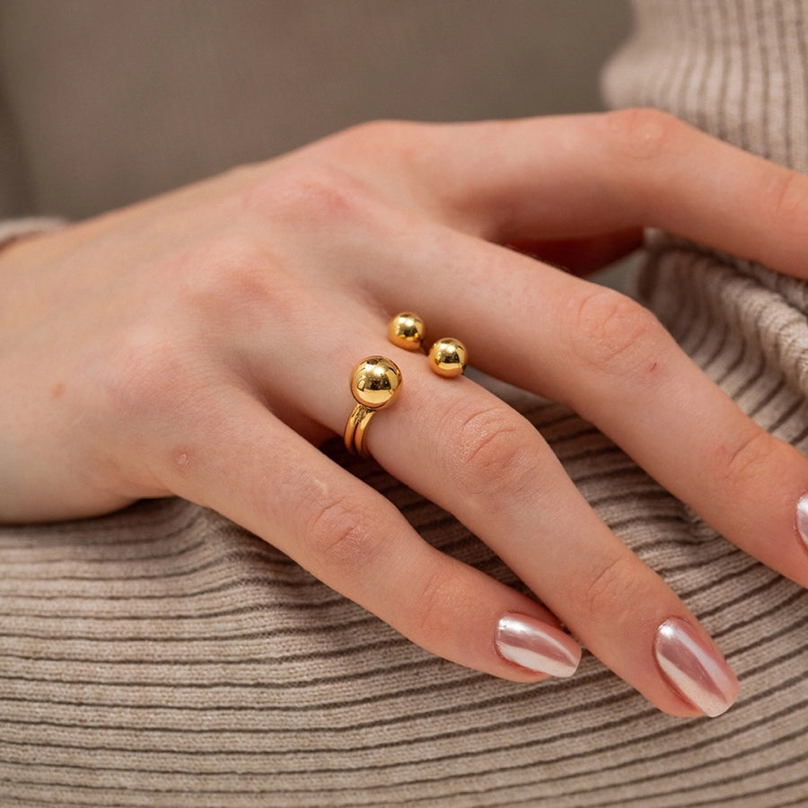 Gold Beads Ring [304 Stainless Steel]