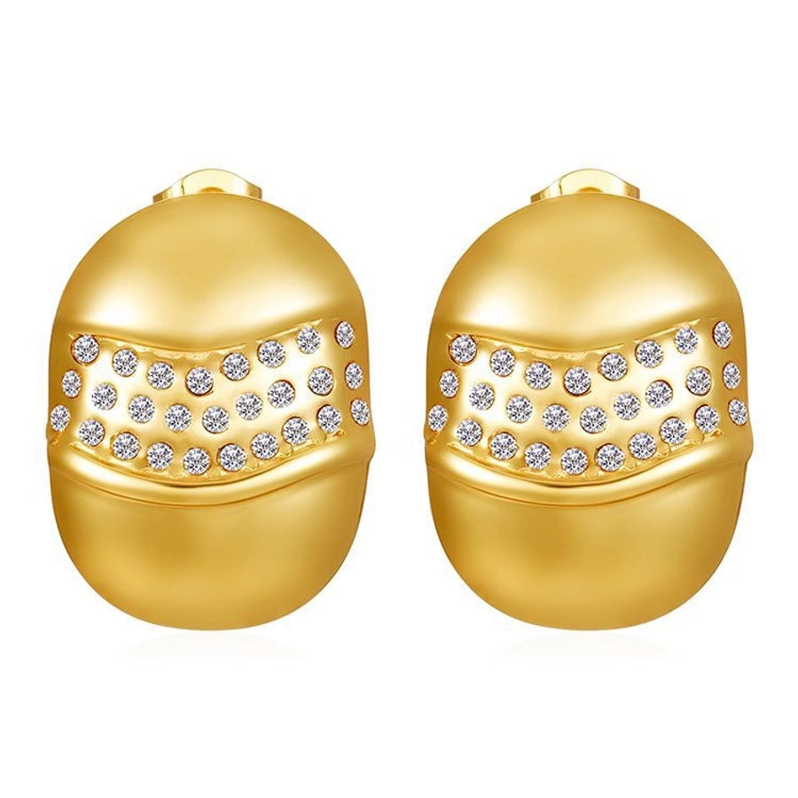 Oval Plating Earrings [304 Stainless Steel,18K Gold Plated]