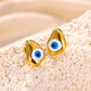 Blue Eyes Drop-Shaped Earrings Stainless Steel]