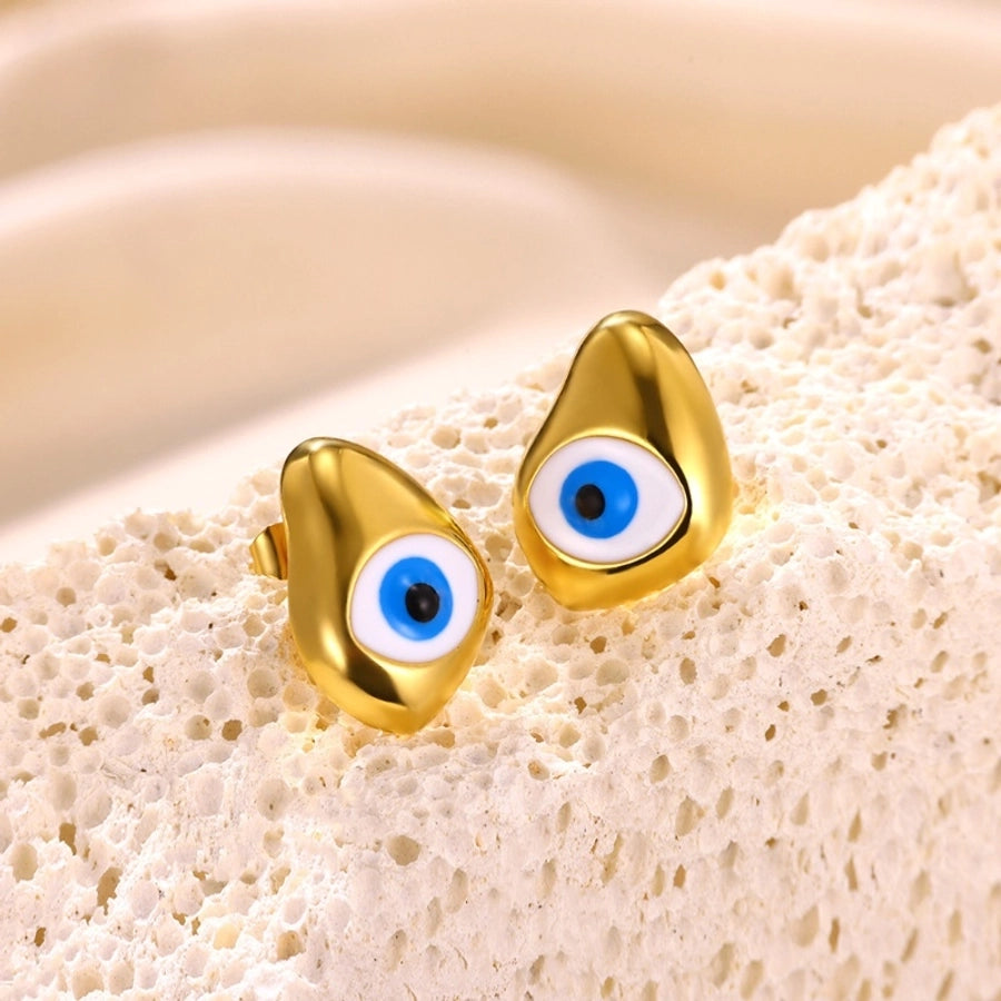 Blue Eyes Drop-Shaped Earrings Stainless Steel]