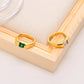 Green White Zircon Ring [304 Stainless Steel 18K Gold Plated]