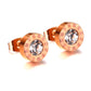 Round Zircon Roman Stud Earrings [Stainless Steel]