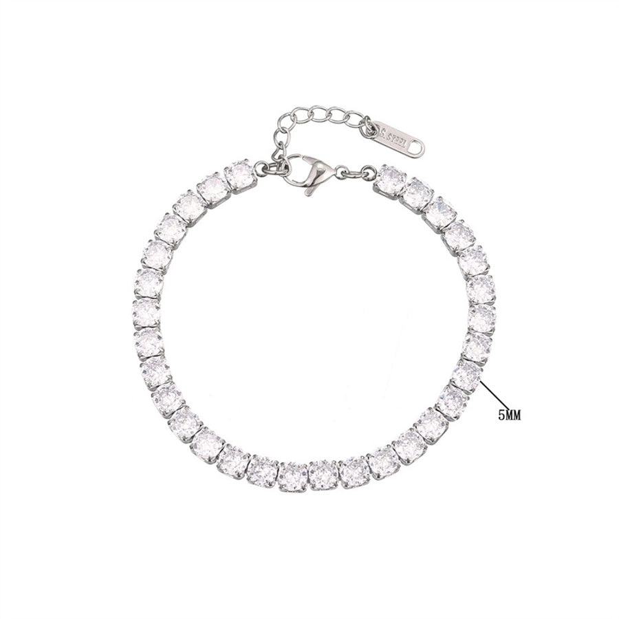 Round  Zircon Bracelet [304 Stainless Steel]