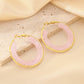 Round Resin Hoop Earrings [304 Stainless Steel, 18K Gold Plated]