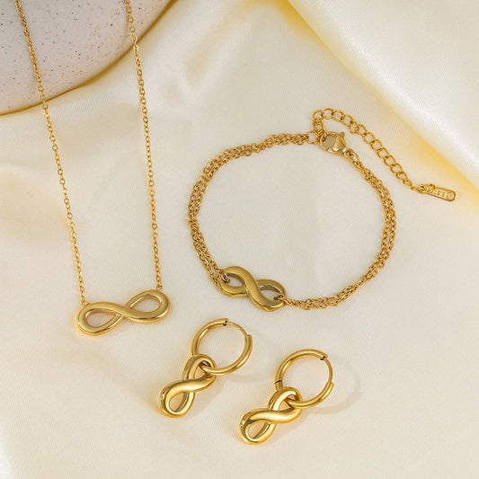 Braccialetti/orecchini/collana a infinito [304 in acciaio inossidabile 18K oro placcato]