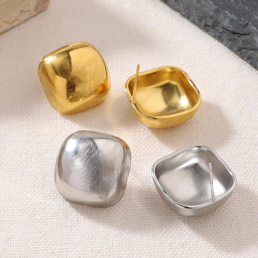 Square Earrings [304 Stainless Steel,18K Gold Plated]