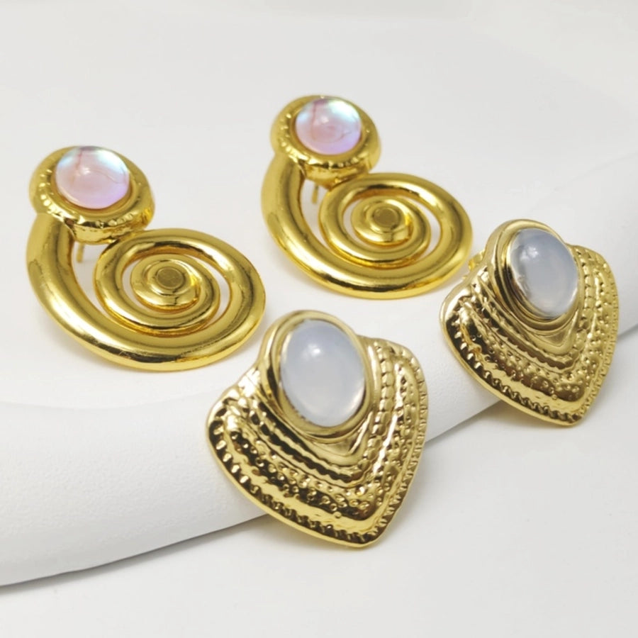 Vintage Opal Earrings [304 Stainless Steel,18K Gold Plated]