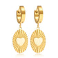 Oval Heart Shape Drop Earrings [316 Stainless Steel,18K Gold Plated]