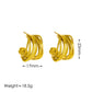 C Shape Multiple Lines Earrings [304 Stainless Steel,18K Gold Plated]