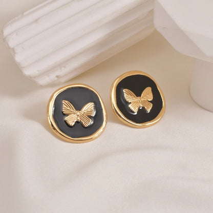 Cute Simple Style Round 304 Stainless Steel 18K Gold Plated Ear Studs