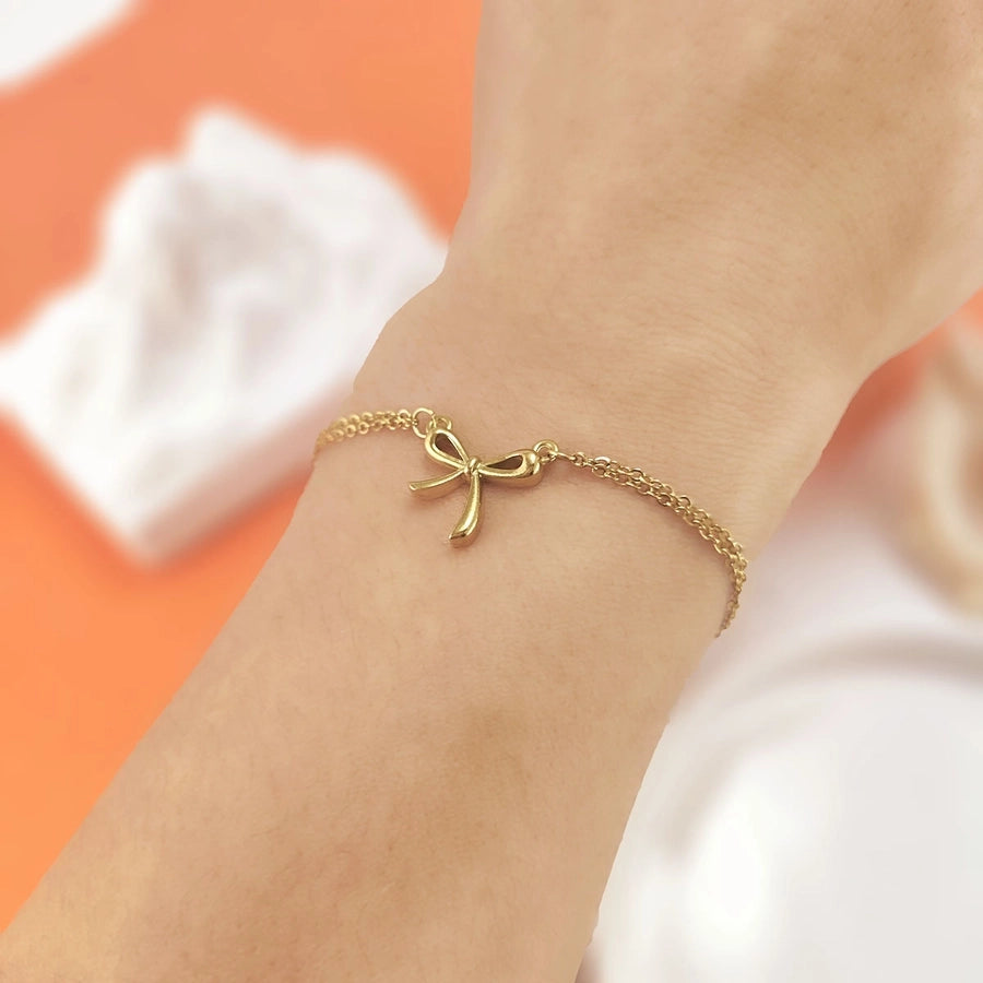 Bow Knot Bracelets/Anklet/Necklace/Set [304 Stainless Steel,18K Gold Plated]