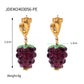 Flower Grape Resin Earrings [304 Stainless Steel, 18K Gold Plated]