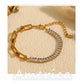 Square Zircon Chain Bracelet [304 Stainless Steel, 18K Gold Plated]