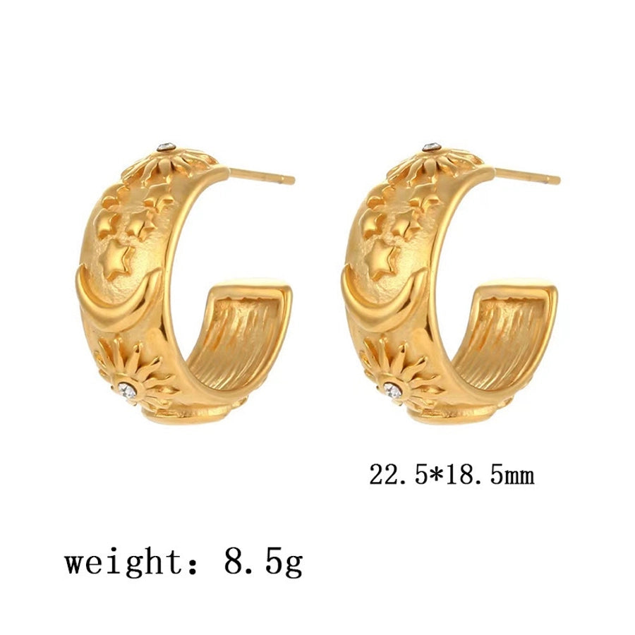 C Shape Earrings [316L Stainless Steel, 18K Gold Plated]