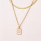 Letter RectanglePendant Necklace[304 Stainless Steel, 18K Gold Plated]