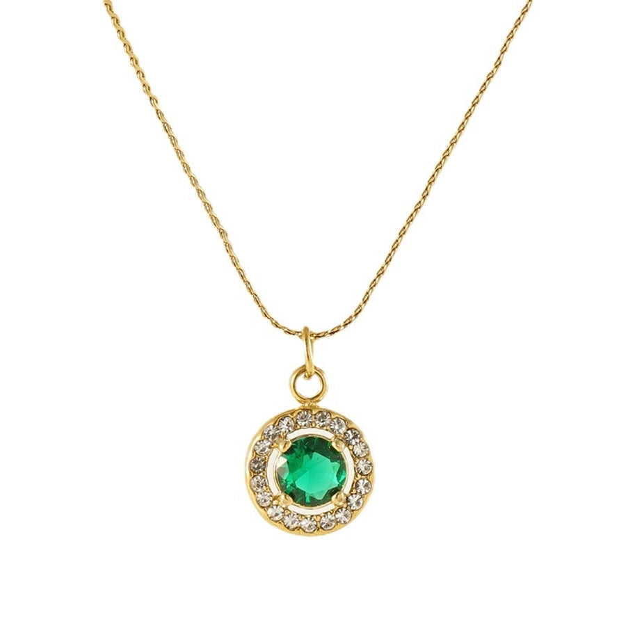 Elegant Simple Style Geometric Zircon Pendant Necklace [304 Stainless Steel,18K Gold Plated]