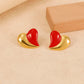 Heart Shape Color Earrings [304 Stainless Steel,18K Gold Plated]