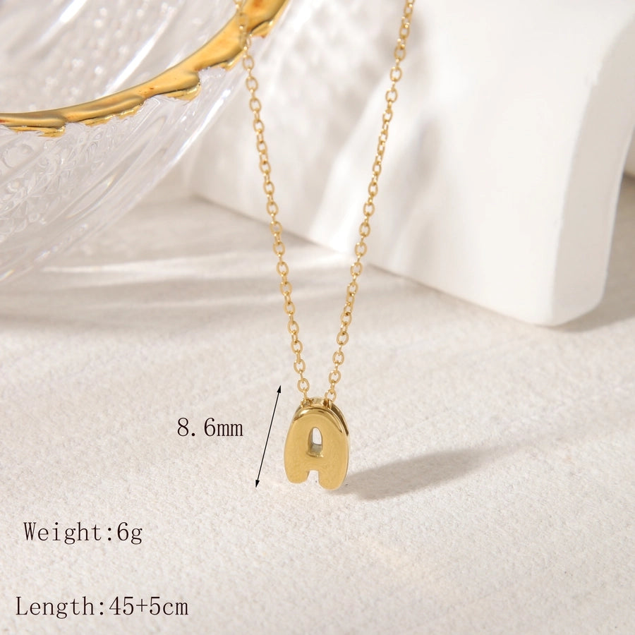 Gold Letter Pendant Necklace [304 Stainless Steel,18K Gold Plated]