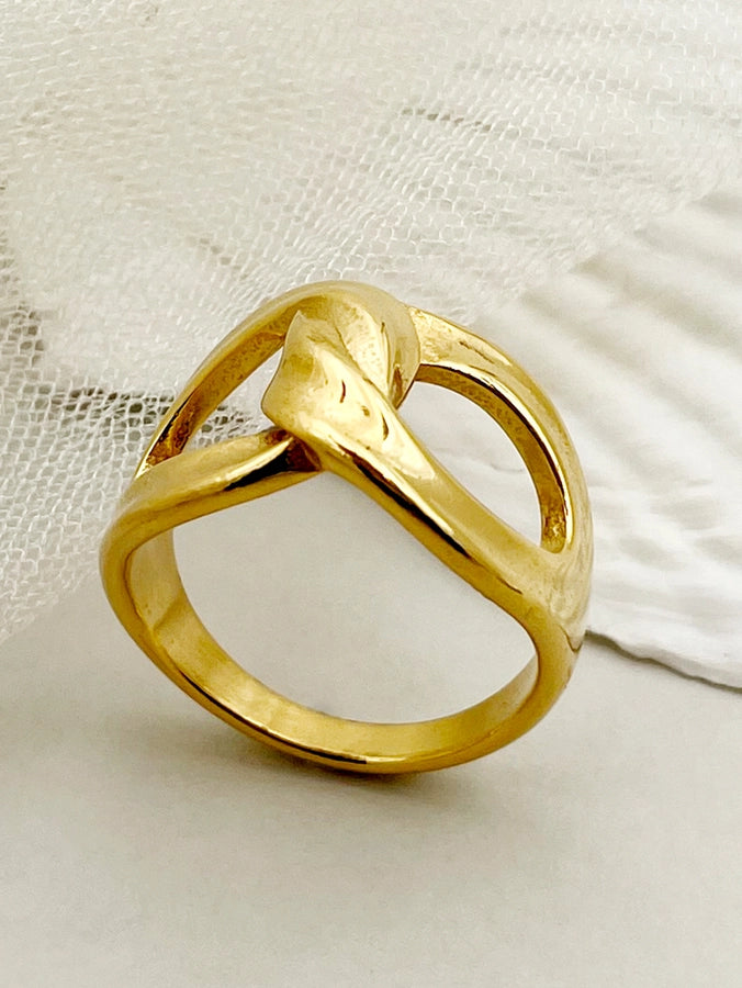 Bundet ring [304 rustfrit stål 14k guldbelagt]