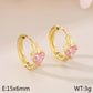 Commute Heart Shape Colored Rhinestone Earrings [304 Stainless Steel,18K Gold Plated]