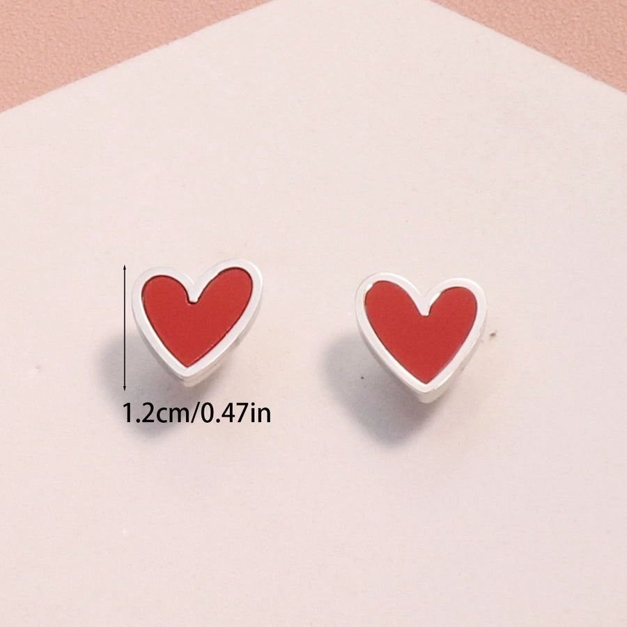 Red Heart Stud Earrings [316 Stainless Steel]