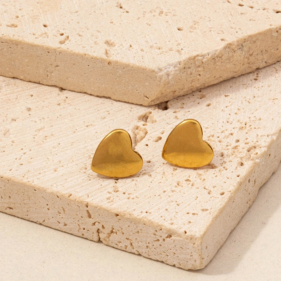 Heart Shape Earrings [304 Stainless Steel,18K Gold Plated]