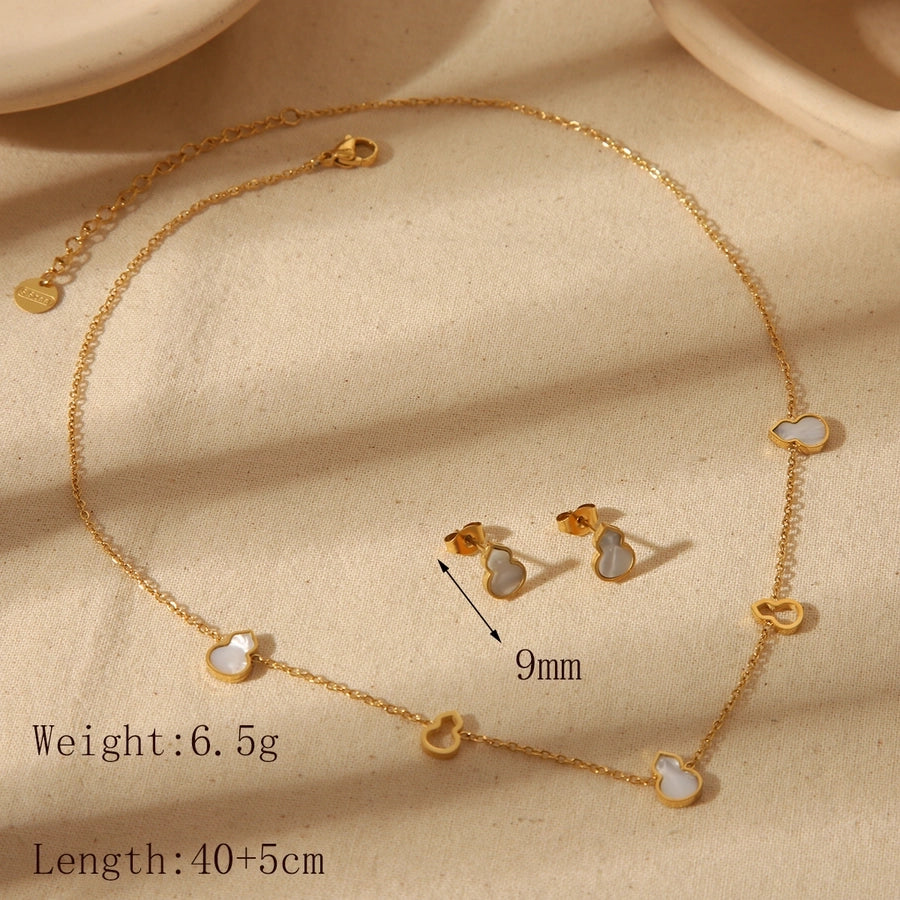 White Squash Acrylic Bracelet/Jewelry Set [304 Stainless Steel, 18K Gold Plated]