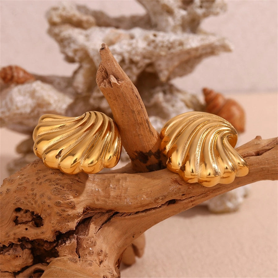 Marine Style Simple Style Sea Wave Earrings [304 Stainless Steel, 18K Gold Plated]