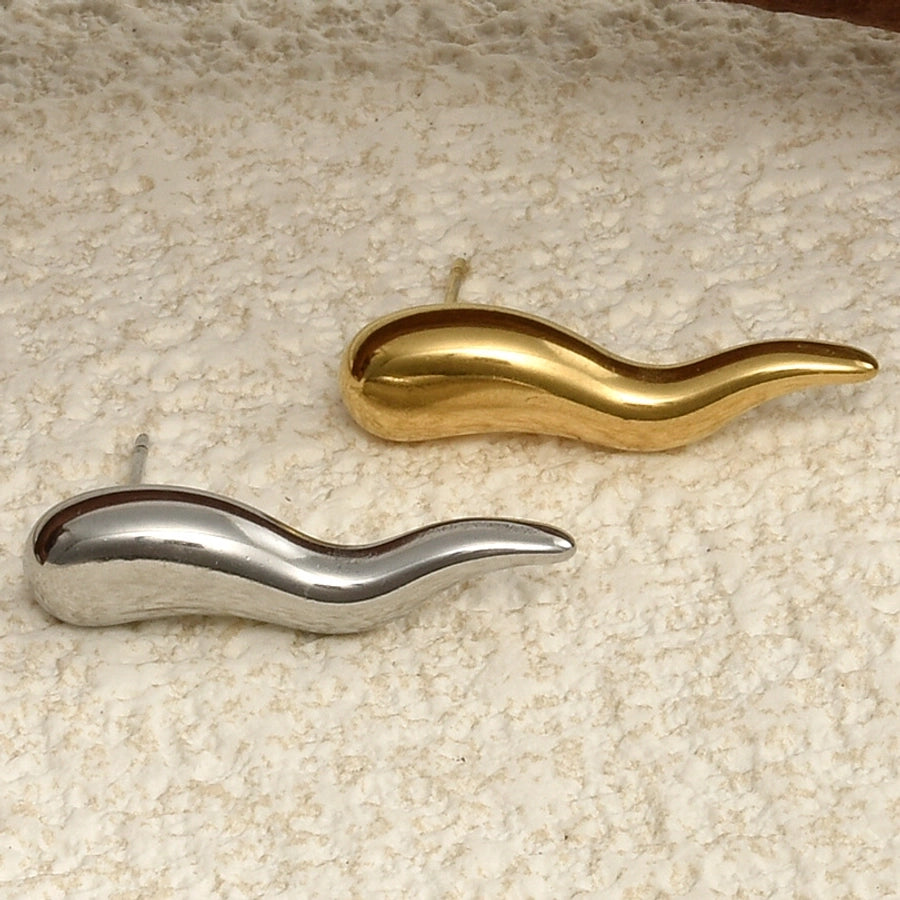 Wavy Drop Earrings [304 Stainless Steel]