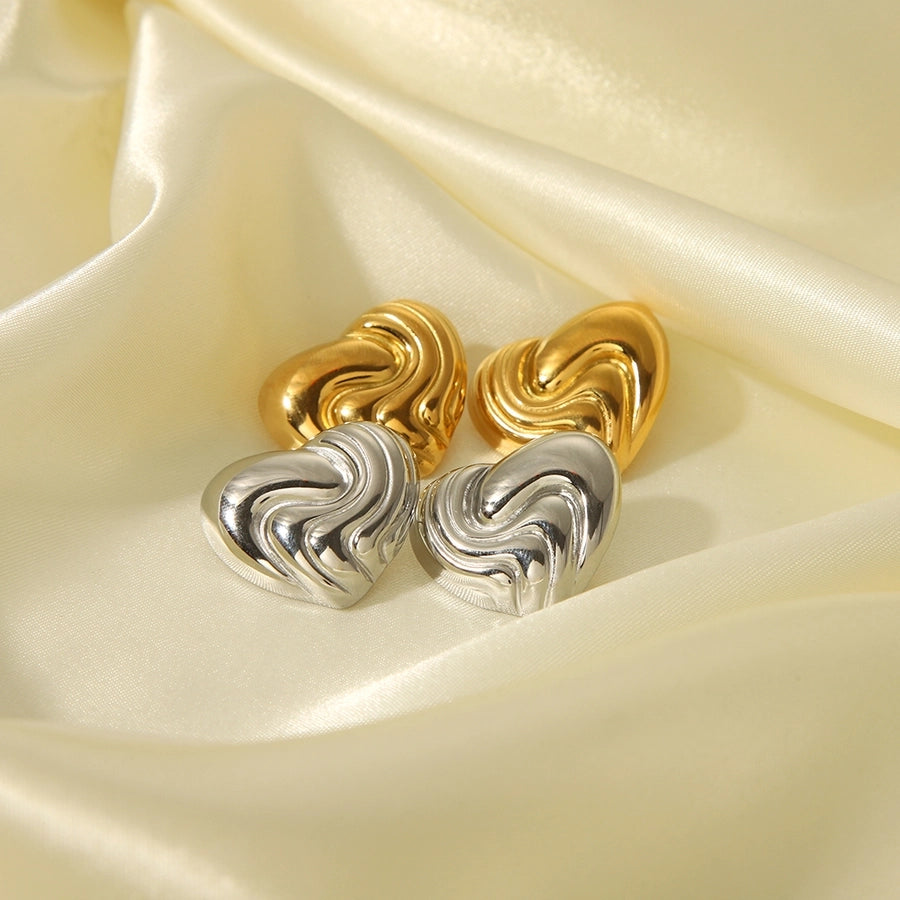 Heart Shape Plating Earrings [304 Stainless Steel,18K Gold Plated]