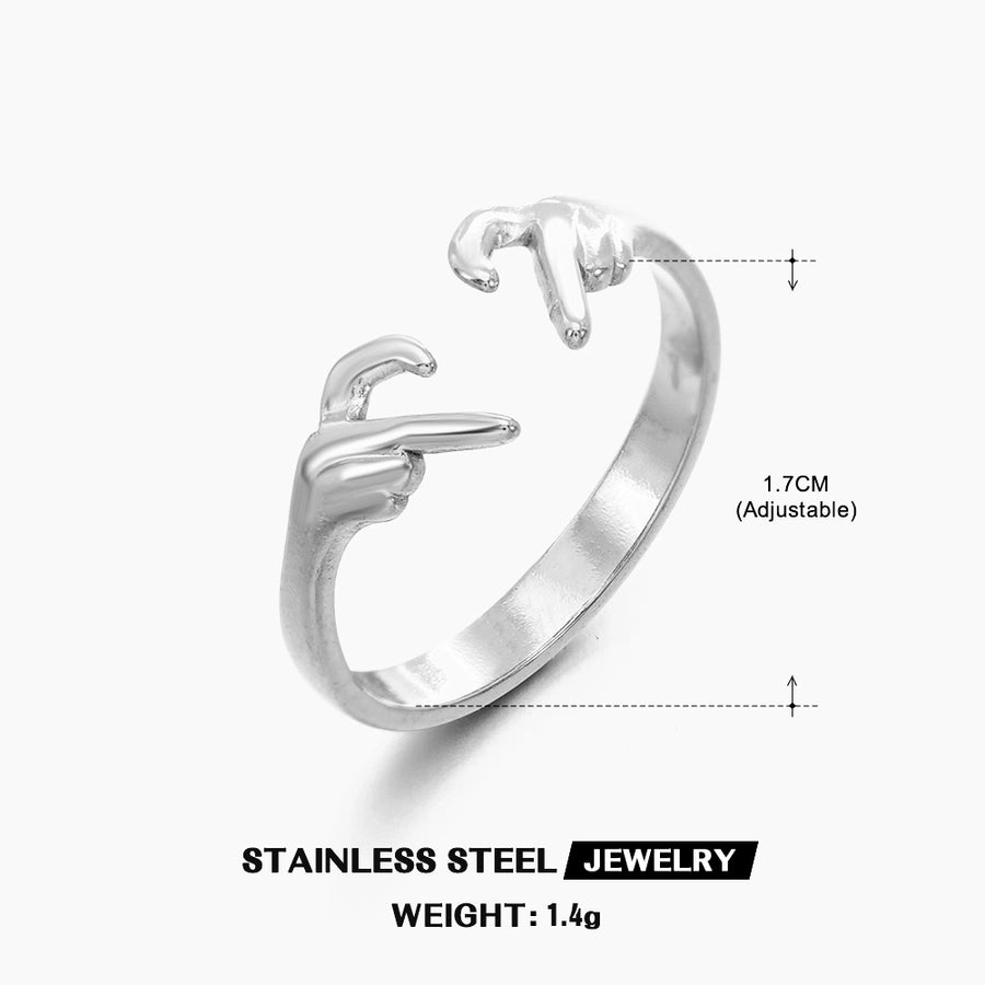 Heart Shape Open Ring [304 Stainless Steel 18K Gold Plated]