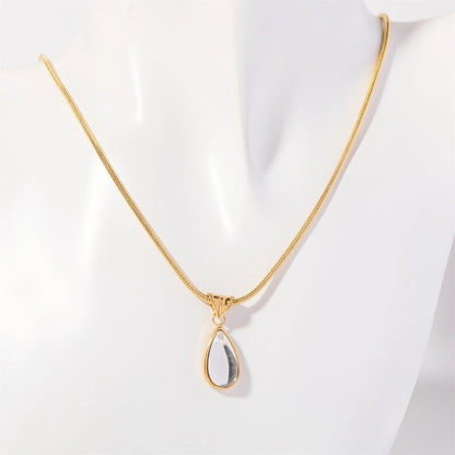 Water Droplets Zircon Pendant Necklace [201,30 Stainless Steel]