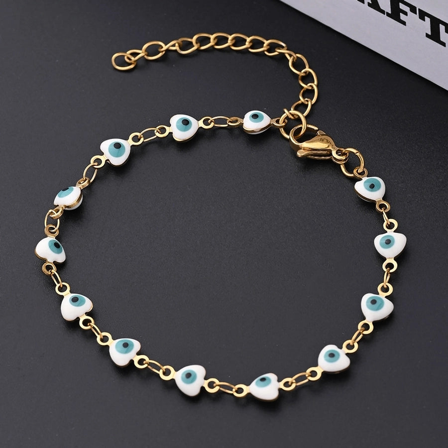 Devil's Eye Heart Shape Bracelet [304 Stainless Steel, 18K Gold Plated]