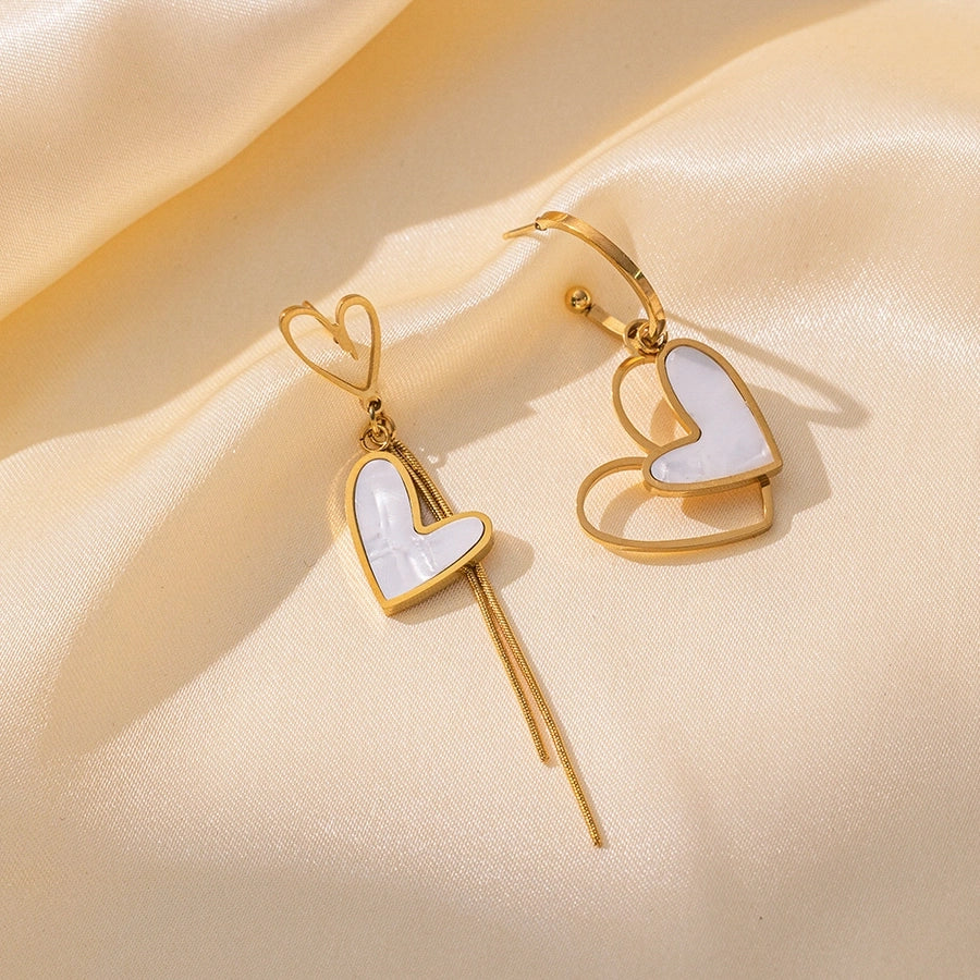 Heart Shape Acrylic 1Drop Earrings [304 Stainless Steel,18K Gold Plated]