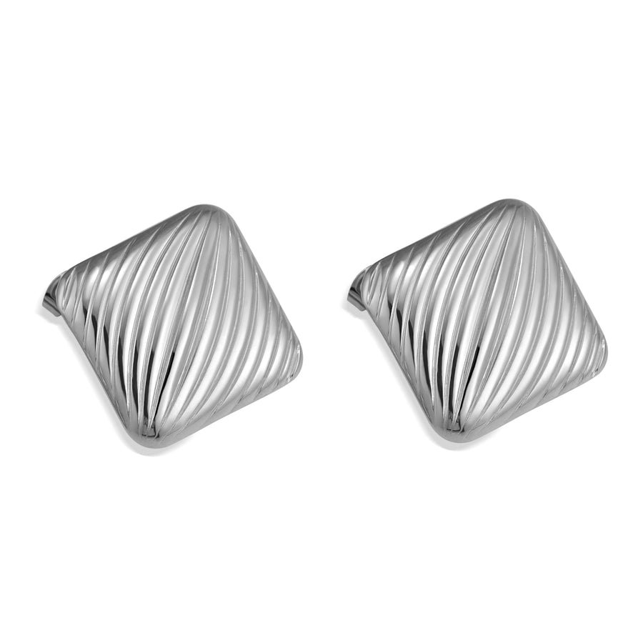 Rhombus Lines Earrings [304 Stainless Steel,18K Gold Plated]