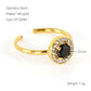 Shiny  Square Water Droplets Heart Shape Zircon Open Ring [Stainless Steel 18K Gold Plated]