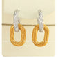 Double Ring Silver Gold Drop Earrings [304 Stainless Steel,18K Gold Plated]