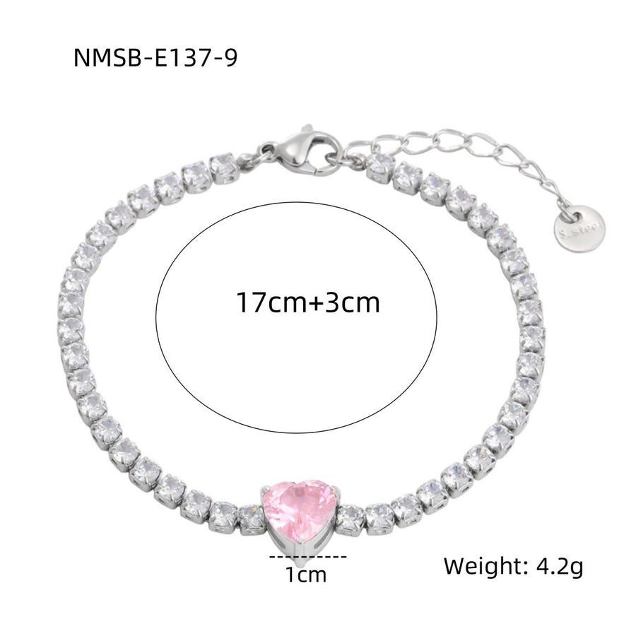 Heart Shape Rhinestones Bracelets [304 Stainless Steel]