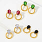 Hollow Round Zircon 16K Earrings [304 Stainless Steel,16K Gold Plated]