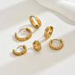 Three Pairs Hoop Earrings Set [201 Stainless Steel, 18K Gold Plated]