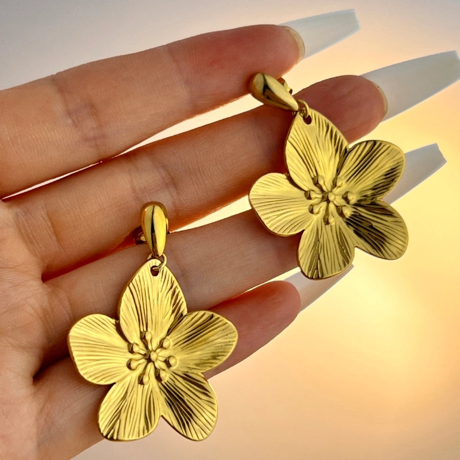 Retro Flower Drop Earrings [304 Stainless Steel,18K Gold Plated]